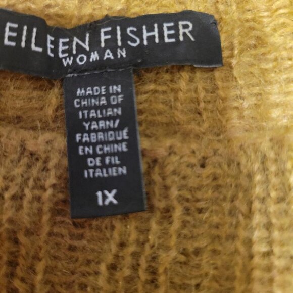 Eileen Fisher Womens Mohair Blend Knit Sweater in Mustard Sz 1X MSRP $245 - Picture 2 of 6